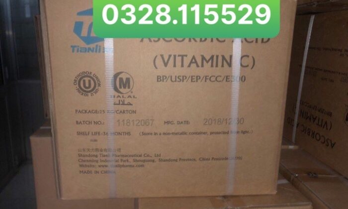 Nguyên liệu Vitamin C 99 (Ascorbic Acid) dùng trong thực phẩm, thú y, thuỷ sản